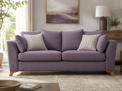 Modern 78" Khaki Fabric Sofa with Wooden Legs