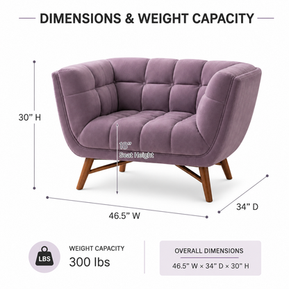 Modern Purple Tufted Velvet Accent Chair with Wooden Legs