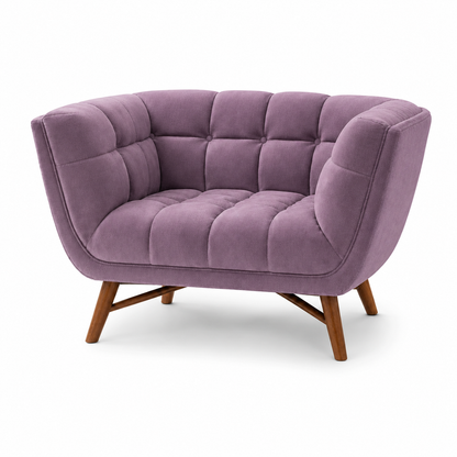 Modern Purple Tufted Velvet Accent Chair with Wooden Legs