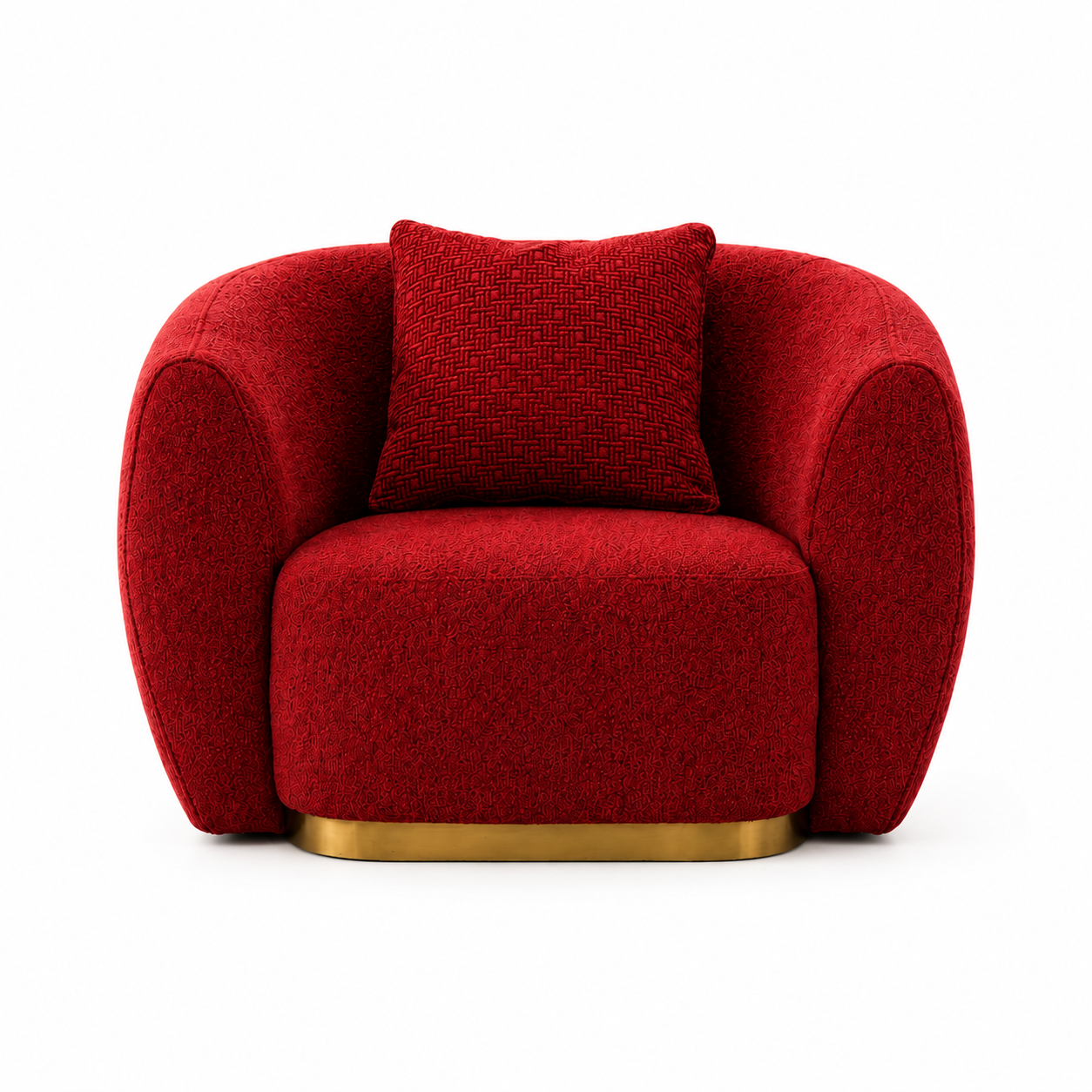 Modern Red Upholstered Accent Chair with Gold Base