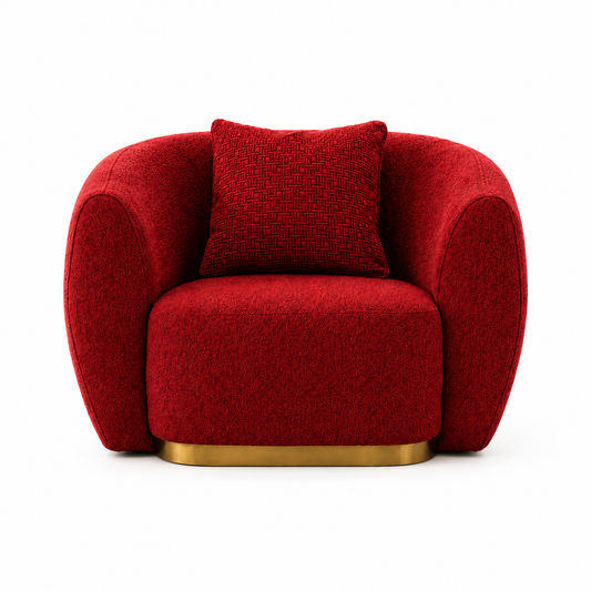 Modern Red Upholstered Accent Chair with Gold Base