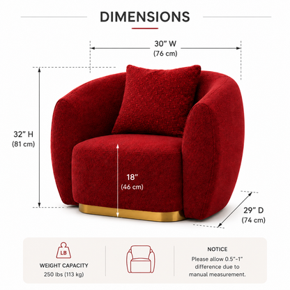 Modern Red Upholstered Accent Chair with Gold Base